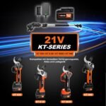 Kebtek KT 9035 Battery Pruning Shears Lightweight 35 mm Electric Scissors for Garden 21 V 4000 mAh Battery Secateurs Professional Compatible with Extension Telescopic Handle Boxwood Shears Electric