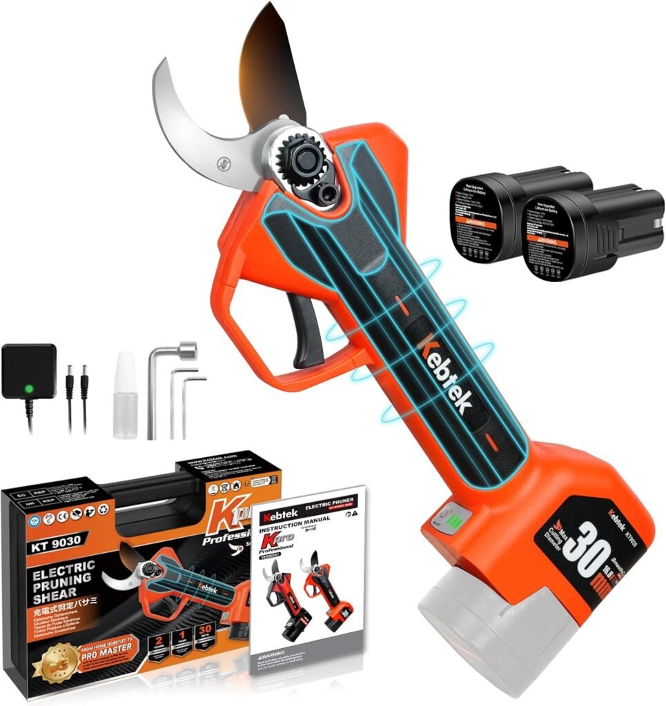 Kebtek Professionelle Akku Astschere 2025 NEU, 16.8V 30mm Elektrische Gartenschere 2x2500mAh Batterien 8-10H Laufzeit Sicherheitsschalter, Gartenschere Heavy Duty für Baum, Ast & Rose