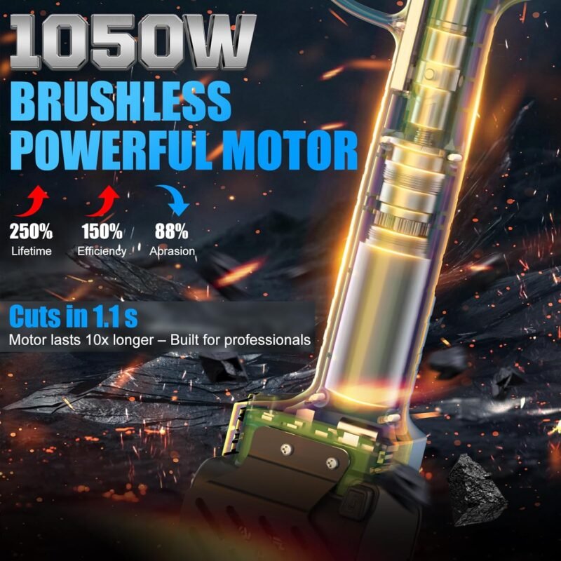 SWANSOFT Elektrische Astschere mit Stab, 40mm 25.2V /4+4Ah Akku-Schere mit 1050W bürstenlosem Motor Professionelle Akku-Schere, SW-921-1 (0,9 Meter hoch)