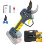 2-in-1 Battery Pruning Shears Telescope, 50 mm Electric Pruning Shears with Battery 2 4Ah Brushless LCD Display Loppers Electrically Compatible with Makita 18 V Batteries (PR-E50 Pruner+Pole