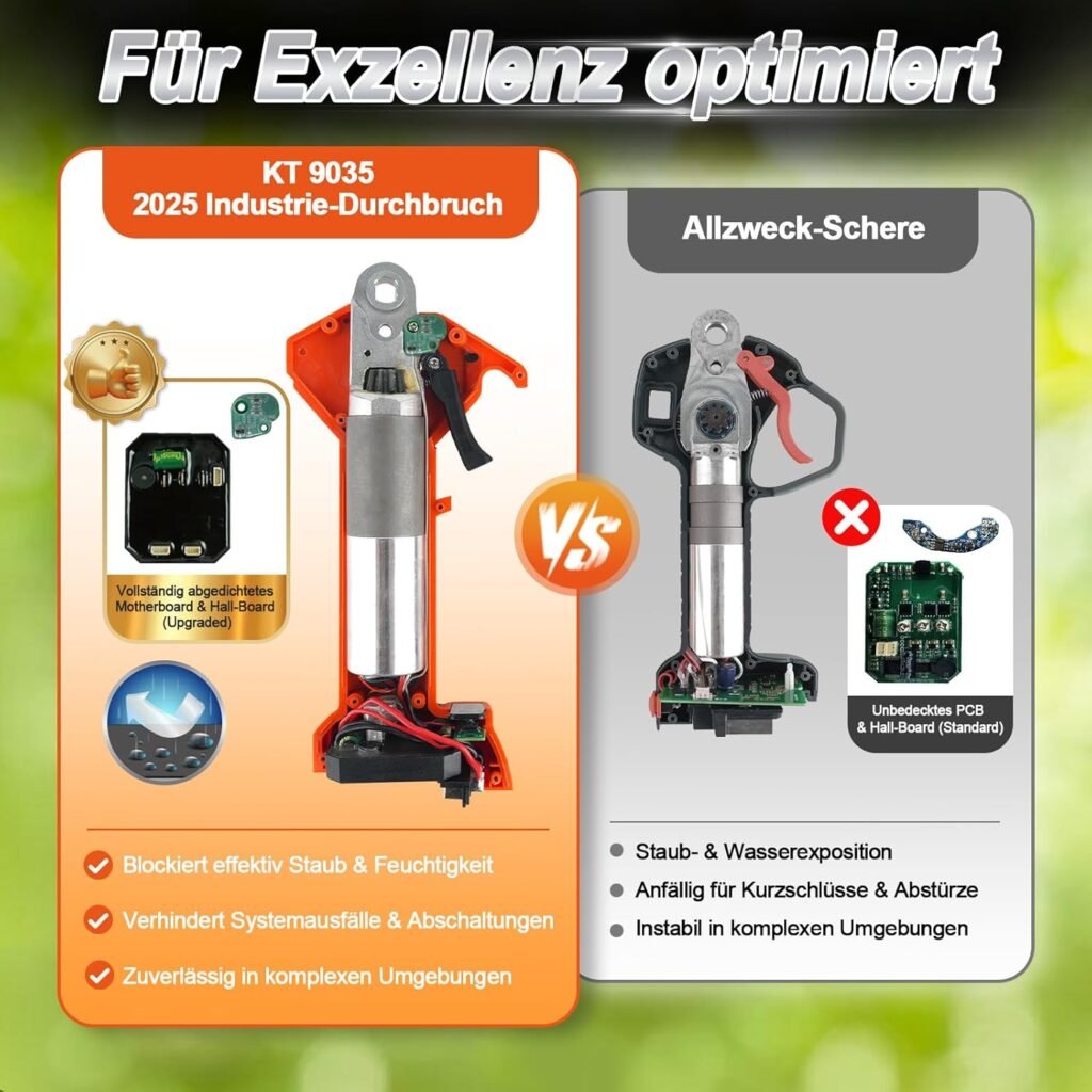 Kebtek KT 9035 Battery Pruning Shears Lightweight 35 mm Electric Scissors for Garden 21 V 4000 mAh Battery Secateurs Professional Compatible with Extension Telescopic Handle Boxwood Shears Electric