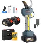 2-in-1 Battery Pruning Shears Telescope, 50 mm Electric Pruning Shears with Battery 2 4Ah Brushless LCD Display Loppers Electrically Compatible with Makita 18 V Batteries (PR-E50 Pruner+Pole