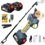 2-in-1 Battery Pruning Shears Telescope, 50 mm Electric Pruning Shears with Battery 2 4Ah Brushless LCD Display Loppers Electrically Compatible with Makita 18 V Batteries (PR-E50 Pruner+Pole