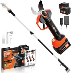 Kebtek KT 9035 Akku Astschere Teleskop, 2-In-1 Elektrische Gartenschere Teleskopstiel Max 40 mm(1.4") Schnittdurchmesser, mit 4000mAh Batterien 2.4m Verlängerungsstange, für Garten Baumbeschneidung
