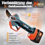 Kebtek KT 9035 Battery Pruning Shears Lightweight 35 mm Electric Scissors for Garden 21 V 4000 mAh Battery Secateurs Professional Compatible with Extension Telescopic Handle Boxwood Shears Electric