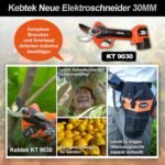 Kebtek Professionelle Akku Astschere 2025 NEU, 16.8V 30mm Elektrische Gartenschere 2x2500mAh Batterien 8-10H Laufzeit Sicherheitsschalter, Gartenschere Heavy Duty für Baum, Ast & Rose