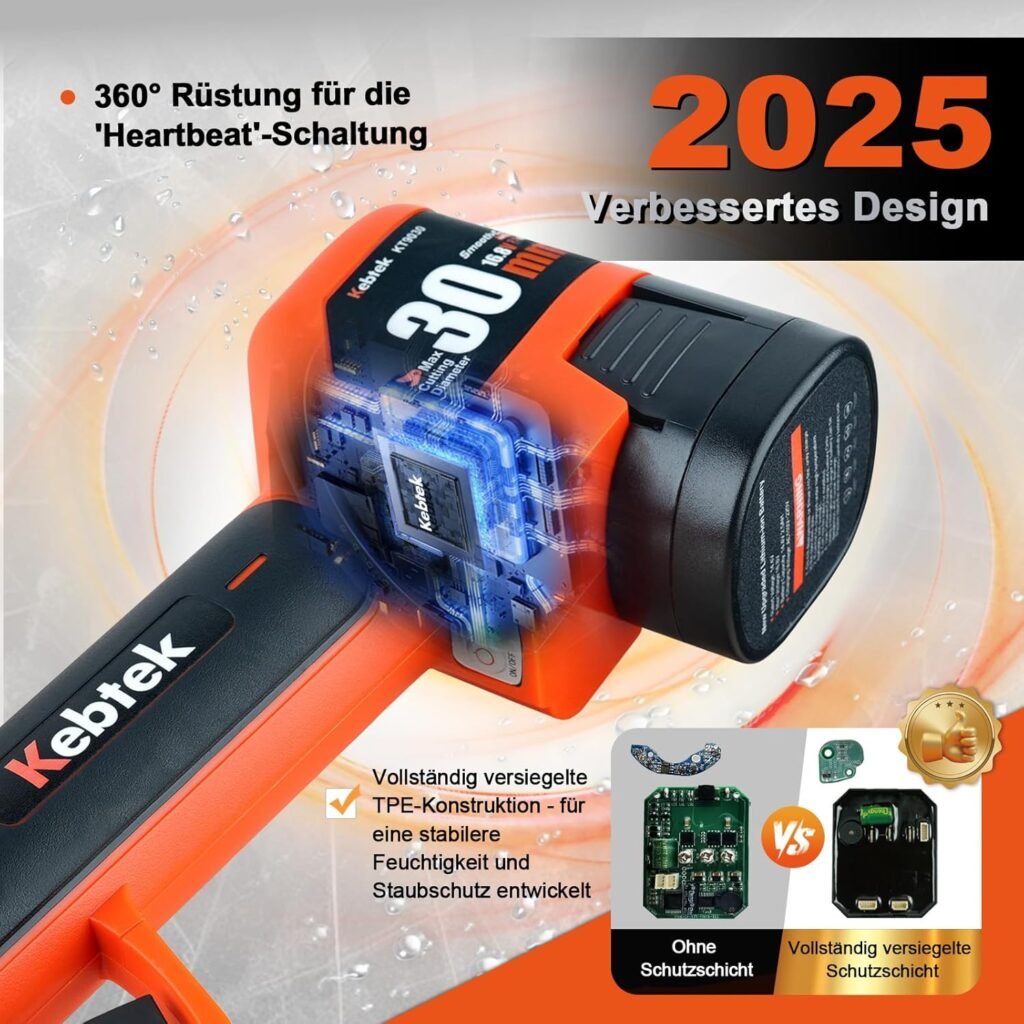 Kebtek Professionelle Akku Astschere 2025 NEU, 16.8V 30mm Elektrische Gartenschere 2x2500mAh Batterien 8-10H Laufzeit Sicherheitsschalter, Gartenschere Heavy Duty für Baum, Ast & Rose