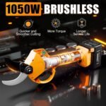8605PRO Battery Pruning Shears, 40 mm Professional Electric Pruning Shears, 1050W 21V 2A + 4A Battery Loppers