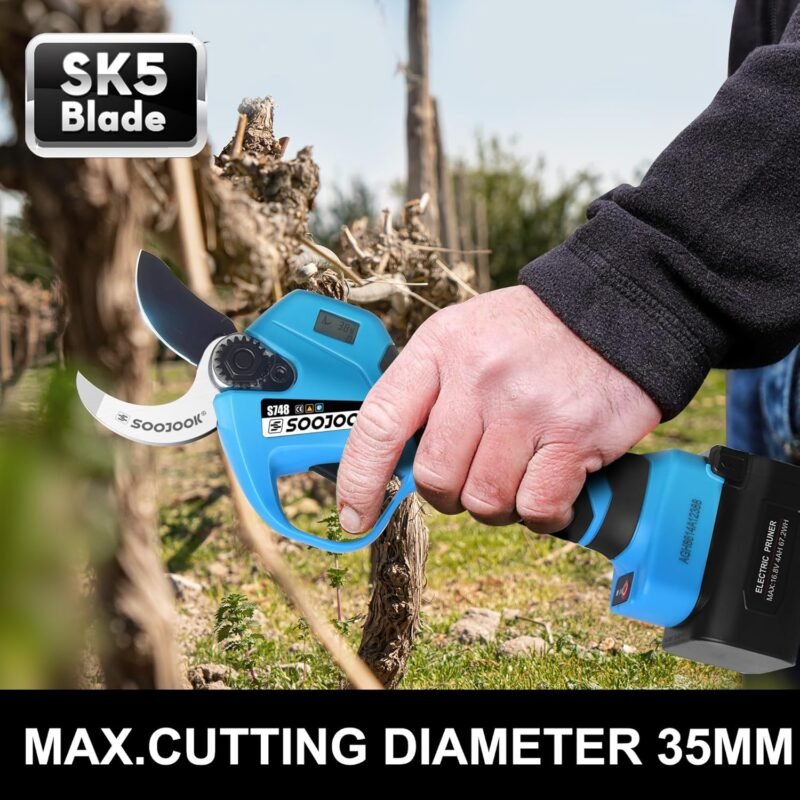 S748 Akku Astschere, 35MM Progressive Elektrische Astschere, 16.8V 2×4000mAH Elektrische Gartenschere für Weinberg und Oliven