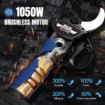 SWANSOFT 8605 Akku Astschere, 40mm Akku Gartenschere, 1050W 21V 2A Progressive Elektrische Astschere für Olivenbäume, Weinberg