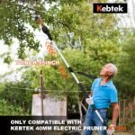 Kebtek KT 9035 Akku Astschere Teleskop, 2-In-1 Elektrische Gartenschere Teleskopstiel Max 40 mm(1.4") Schnittdurchmesser, mit 4000mAh Batterien 2.4m Verlängerungsstange, für Garten Baumbeschneidung